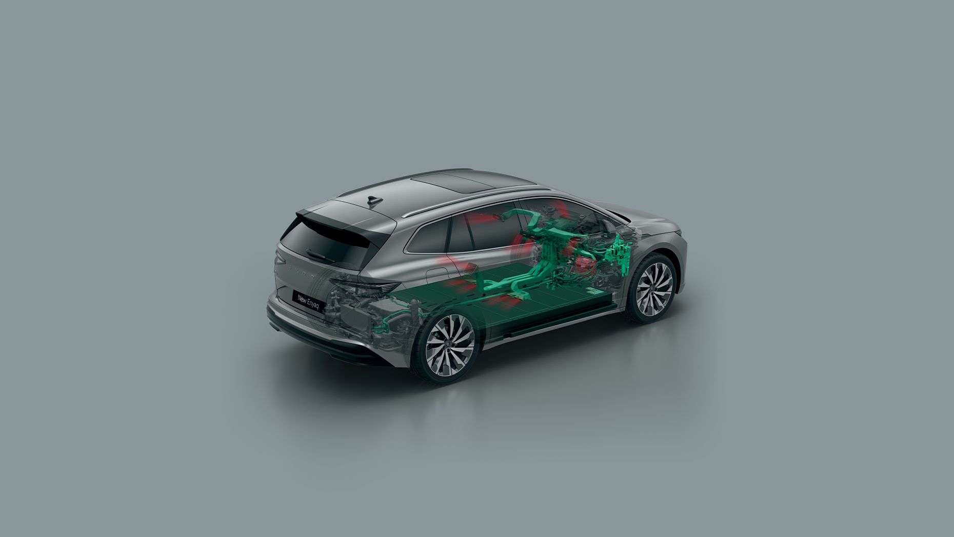 Škoda Enyaq Skizze - Luftluss - Wärmepumpe